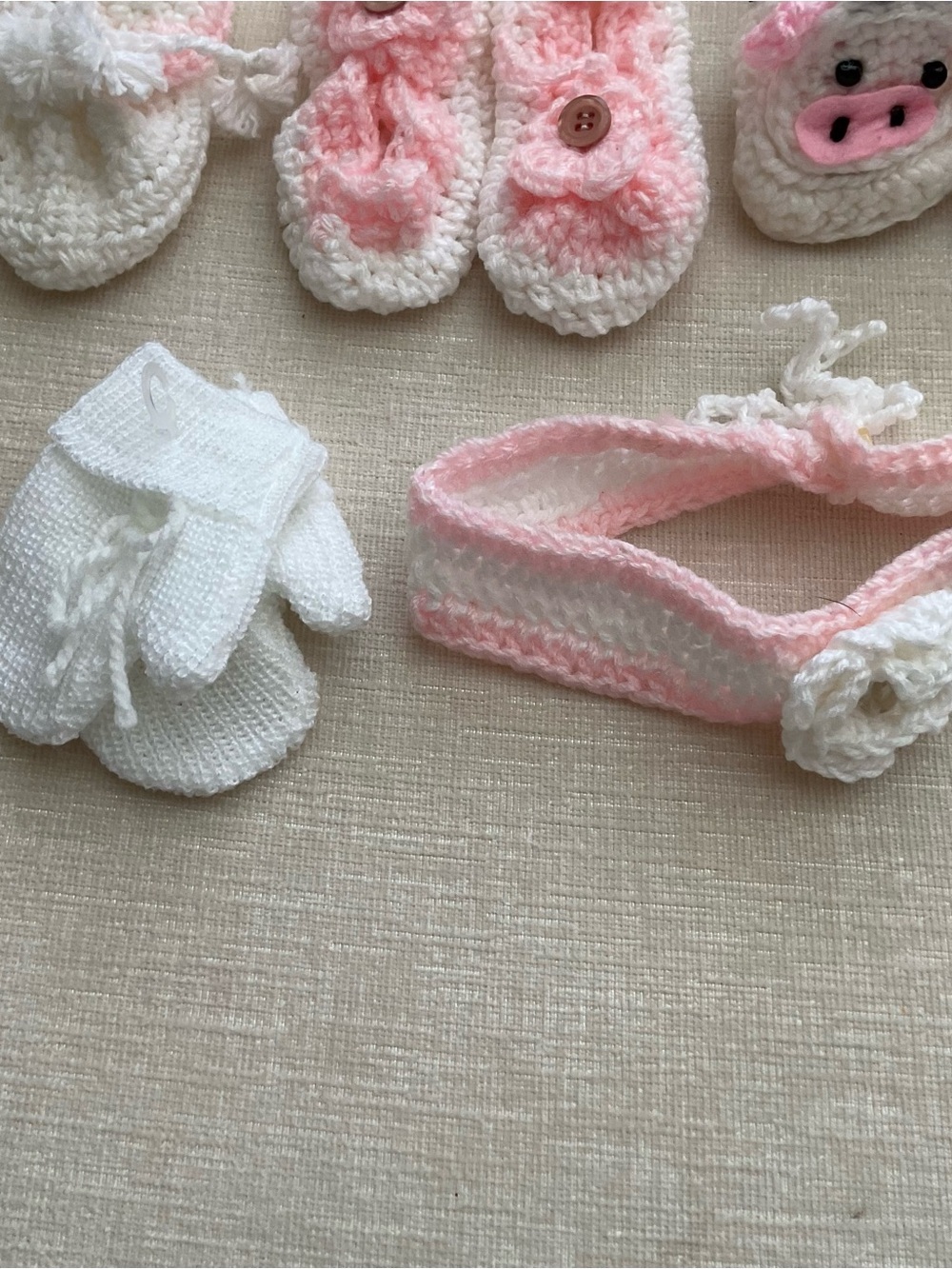 Handmade Pink & White Crochet Baby Booties and Blanket Set - Picture 6 of 6